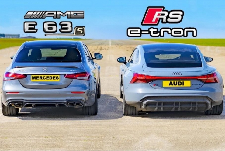 დრეგ-რბოლა: Mercedes-AMG E 63 S VS Audi RS e-tron GT 
