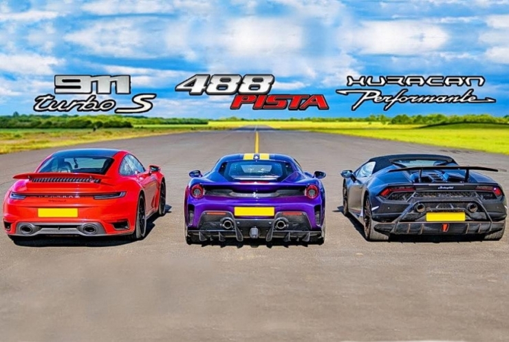 ვიდეო-დრეგი:  Porsche 911 - Ferrari 488 და Lamborghini Huracan
