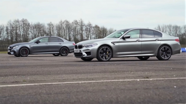 დიდი ჯახი: ახალი BMW M5 მერსედეს-AMG E63-ის წინააღმდეგ დრაგზე (ვიდეო)